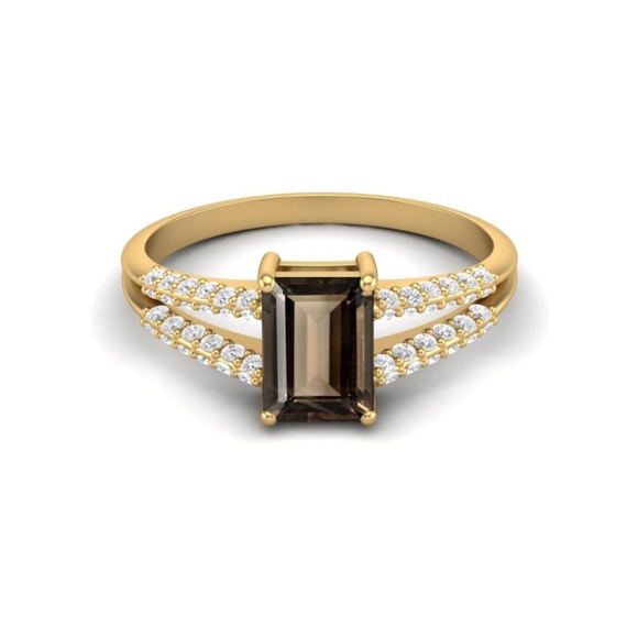 14k Vermeil Gold Natural Chocolate Quartz Ring - Picture 3 of 6